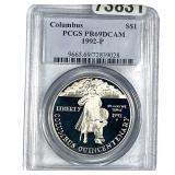 1992-P Columbus 1 OZ Silver Dollar PCGS PR69 DCAM