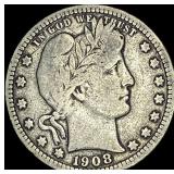 1908-S Silver Barber Quarter LIGHTLY  CIRCULATED