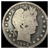 1892-S Silver Barber Quarter NEARLY  UNCIRCULATED