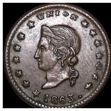1863 Civil War Toke- F. Emlinger CLOSELY  UNCIRCU