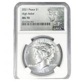 2021 Silver Peace Dollar NGC MS80 High Relief