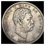 1883 Silver 1/2 Dollar Hawaii Hapalua NEARLY  UNC