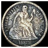 1869-S Silver Seated Liberty Dime NICELY CIRCULAT