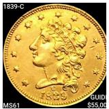 1839-C $2.50 Gold Quarter Eagle UNCIRCULATED