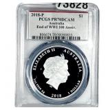 2018P Austrailia End of WW1 100 Anni 1OZ SIlver $1