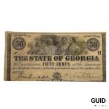 1863 50C State of GA Fractional Note-Milledgeville