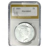 1925 Silver Peace Dollar PGA MS65