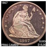 1867 Seated Liberty Half Dollar GEM PROOF CAM