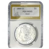 1884-CC Morgan Silver Dollar PGA MS65 Detail