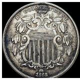1868 Shield Nickel w/Rays CLOSELY UNCIRCULATED