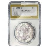 1887-S Morgan Silver Dollar PGA MS63+