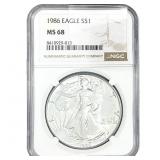 1986 Silver Eagle NGC MS68