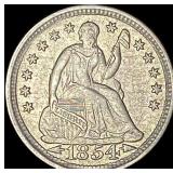 1854 Arrows Seated Liberty Half Dime CLOSELY UNCI