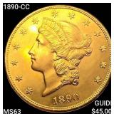 1890-CC $20 Gold Double Eagle CHOICE BU