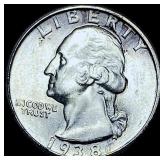 1938-S Silver Washington Quarter CHOICE BU