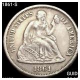 1861-S Seated Liberty Dime CHOICE AU