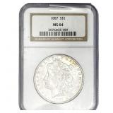 1887 Morgan Silver Dollar NGC MS64