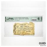 1754 10 Shillings NC Colonial Note PMG 6 G