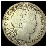 1914 Silver Barber Half Dollar NICELY CIRCULATED