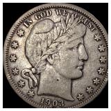 1903-O Silver Barber Half Dollar NEARLY UNCIRCULA
