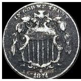 1874 Shield Nickel NICELY CIRCULATED