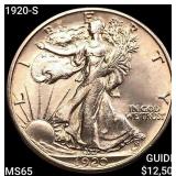 1920-S Walking Liberty Half Dollar GEM BU