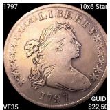 1797 10x6 Stars Draped Bust Dollar ABOUT UNCIRCULA