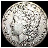 1893-CC Silver Morgan Dollar ABOUT  UNCIRCULATED