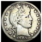 1905-S Silver Barber Quarter NICELY CIRCULATED