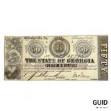 1863 $50 State of Georgia Note-Milledgeville