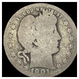 1901-O Silver Barber Quarter NICELY  CIRCULATED N