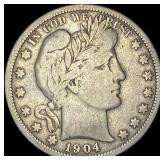 1904-S Silver Barber Half Dollar LIGHTLY  CIRCULA