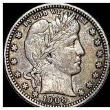 1908-O Silver Barber Quarter NEARLY UNCIRCULATED