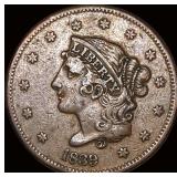 1839 Braided Hair Large Cent NEARLY  UNCIRCULATED