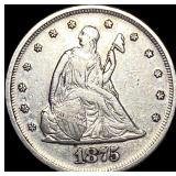 1875 Silver Twenty Cents NEARLY UNCIRCULATED