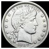 1907 Barber Silver Quarter NEARLY  UNCIRCULATED