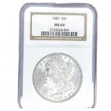 1887 Morgan Silver Dollar NGC MS64