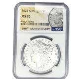 2021-S Morgan Silver Dollar NGC MS70 100th Anniv