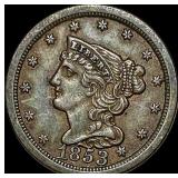 1853 Braided Hair Half Cent CLOSELY  UNCIRCULATED