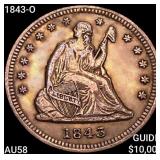1843-O Seated Liberty Quarter CHOICE AU
