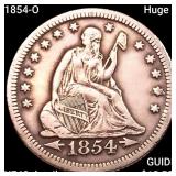 1854-O Huge O Seated Liberty Quarter NEARLY UNCIRC