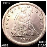 1869-S Seated Liberty Quarter HIGH GRADE