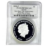 2020-P Tuvalu Iwo Jima 75th Anniv. 2OZ Silver $2