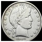 1908 Silver Barber Half Dollar LIGHTLY CIRCULATED
