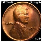 1922 No D Strong Rev Wheat Cent NEARLY UNCIRCULATE