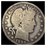 1893-S Silver Barber Half Dollar NICELY  CIRCULAT