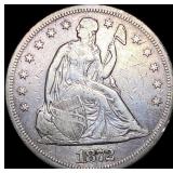 1872 Liberty Seated Silver Dollar ABOUT UNCIRCULA