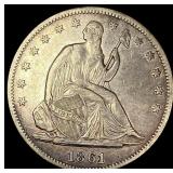 1861 Seated Liberty Half Dollar CLOSELY  UNCIRCUL