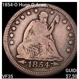 1854-O Huge O Arws Seated Liberty Quarter ABOUT UN