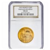 1953 Mexico .4823oz Gold 20 Pesos Hidalgo NGC MS64